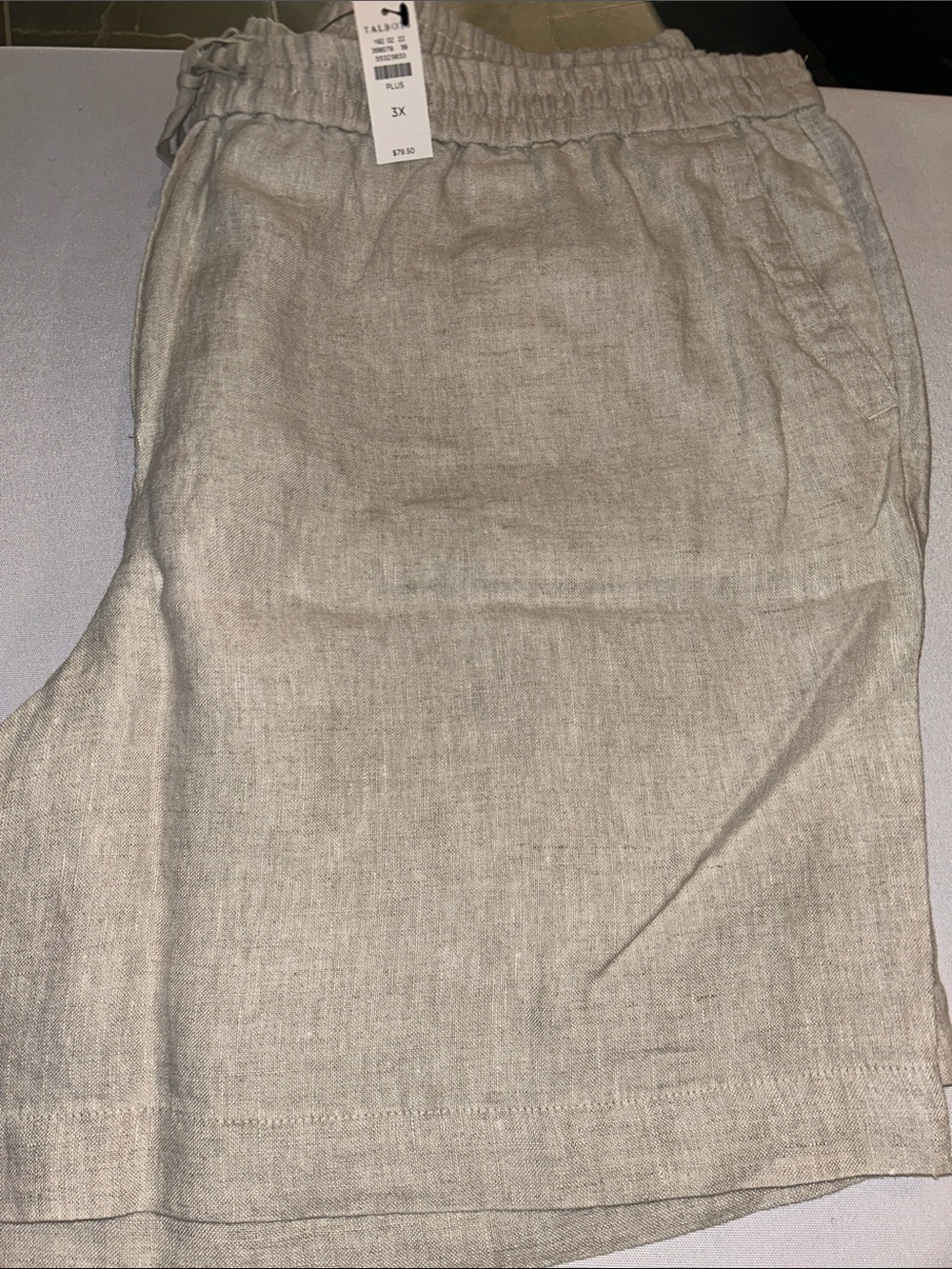 Talbots Natural Beige Linen Pull-On Drawstring Shorts 3X or XXXL Reg $80 NWT